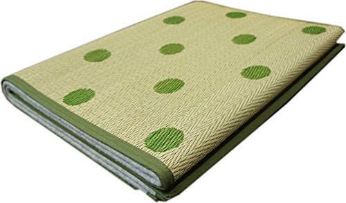 い草ラグ コンパクト収納タイプ 水玉柄 グリーン １８０ｘ２４０ｃｍ（長方形：３畳用） 【裏貼、防ダニ・防カビ加工】 [2]