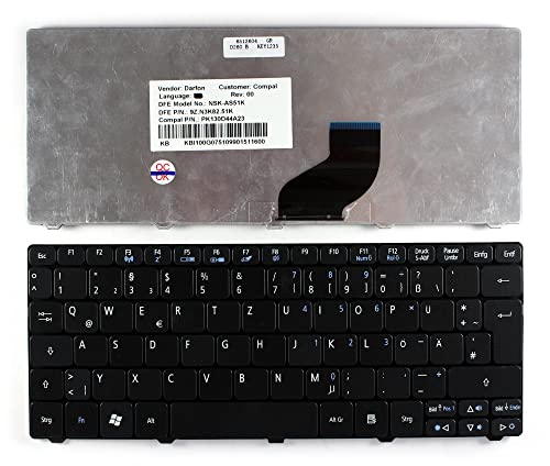 Clavier PC Acer Aspire One D260-1392 touches noires rechange netbook Allemande