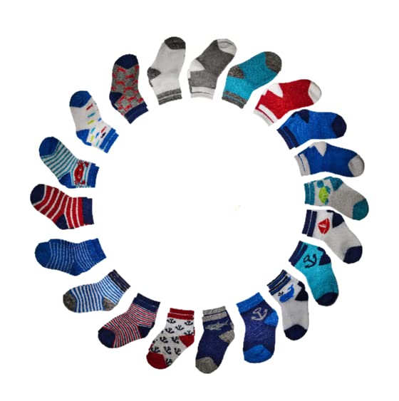 Image of Baby Elements 20 pair baby boy anklet socks Prints,Stripes and solids