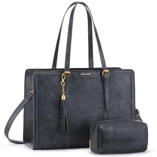 LOVEVOOK Laptop Bag for Women Vintage Leather Work Tote 15.6