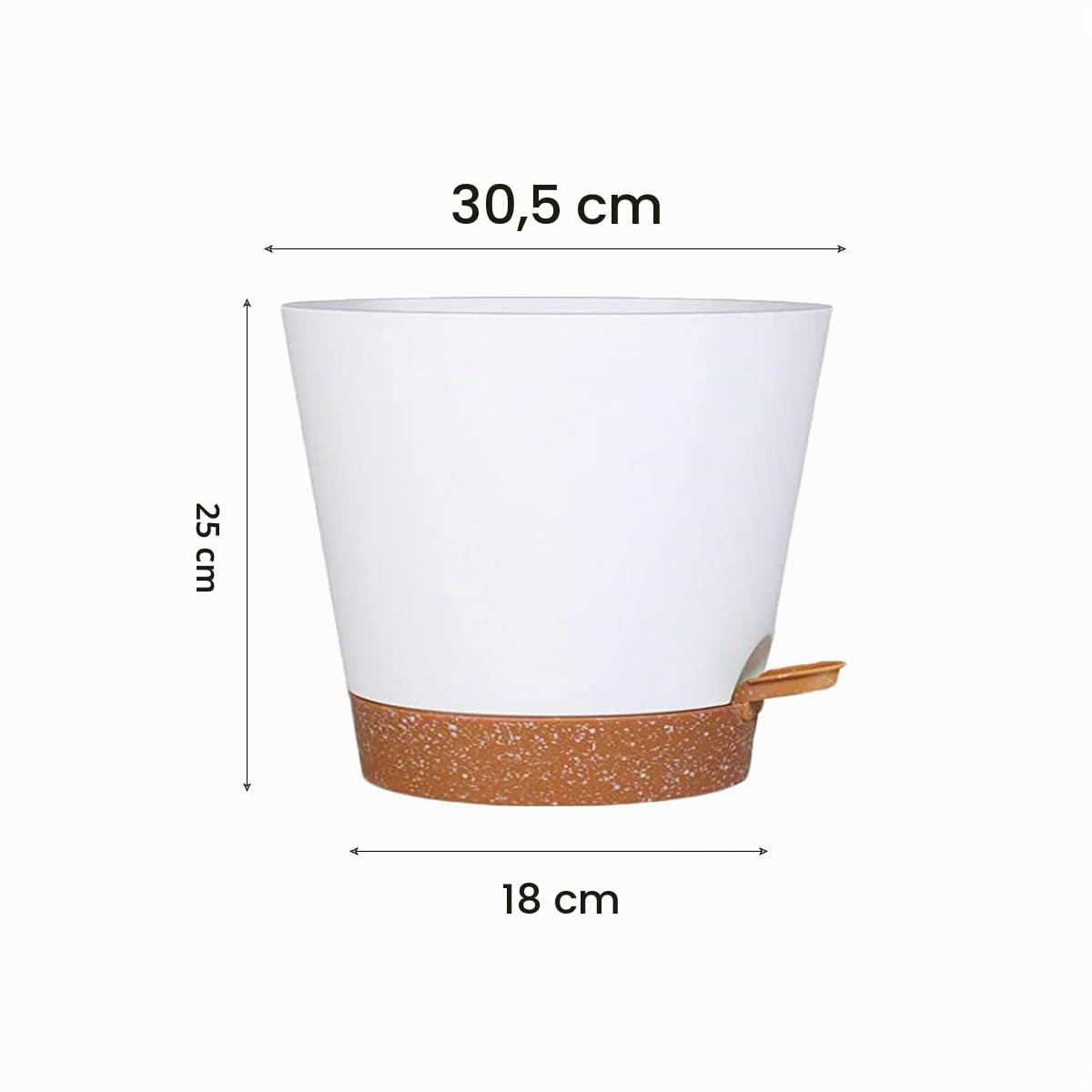 SUN-E Vaso per piante autoinnaffianti con foro di drenaggio, 30.5+30.5CM Grandi vasi per piante da fiore per tutte le piante da interno, moderne fioriere autoinnaffianti in plastica bianca