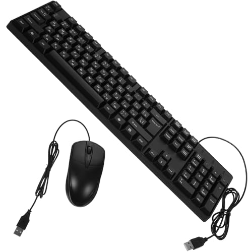 Pack teclado y ratón cable USB negro de 104 teclas con ratón silencioso para PC de oficina
