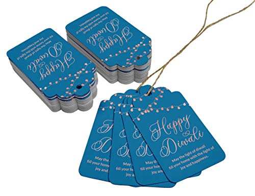 Inkdotpot Real Rose Gold Foil Happy Diwali Tags Favor Hang Paper Tags 100 Pieces