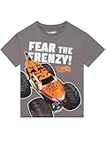 Hot Wheels Monster Trucks Boys T Shirts, Monster Truck Boys Tshirt, Kids T Shirt, Gray 5