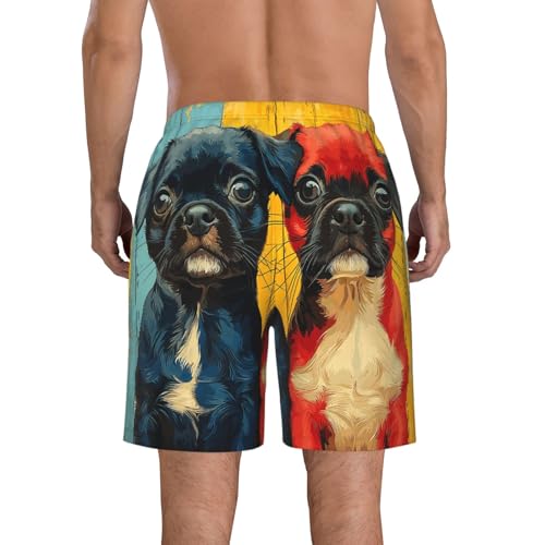 Men Swim Trunks Beach Shorts Swimwear Summer Bathing Suits - Cute Dogs Puppy Pet Retro3