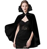 L'VOW Black Vampire Cape with Stand-up Collar Cape Women's Gothic Witches Cloak Halloween Victorian Costume Accessory