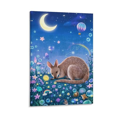 Tableau kangourou murale pour habiller un mur vide toile 50x75cm