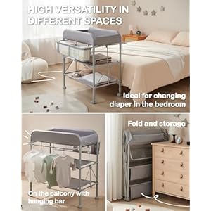 BEKA Diaper Changing Station Portable Changing Table for Baby Waterproof Folding Portable Changing Station Adjustable Height wOrganizer Mobile Nursery Diaper Changing Table for Baby Newborn