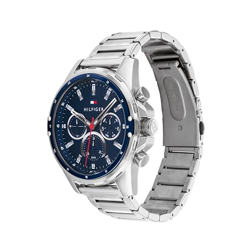 Tommy Hilfiger Reloj Analógico de Cuarzo multifunción para hombre con Correa en Acero Inoxidable plateada - 1791788