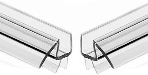 eatelle 2 Pack Frameless Ultra Clear Shower Door Bottom Seal with Drip Rail - 3/8" (10mm) Thick, 36" Long Sweep - Glass Door Seal Strip Ultra Clear Durable Polycarbonate Stop Shower Leaks