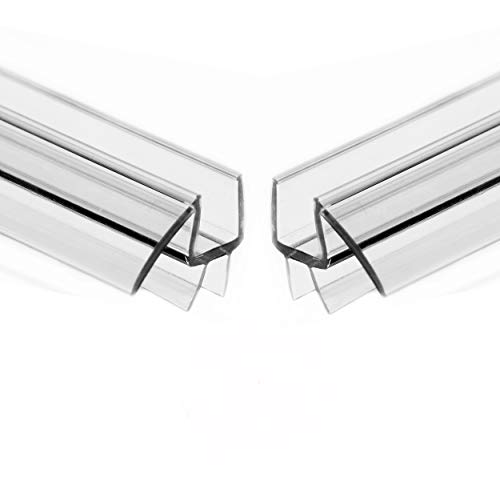 Eatelle 2 Pack Frameless Ultra Clear Shower Door Bottom Seal With Drip Rail - 3/8" (10Mm) Thick, 36" Long Sweep - Glass Door Seal Strip Ultra Clear Durable Polycarbonate Stop Shower Leaks #TOP28