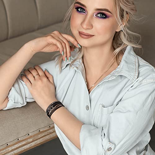 Btysun Bracelets for Women,Stocking Stuffers for Teens Birthday Gifts for Mom Inspirational Gift for Women Mother's Day Daughter Wrap Bracelet Sister Friend Teen Girl Gifts Leather Layered Jewelry Valentines Gift for Her