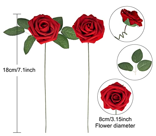 Attmu Artificial Flowers 25 Pcs Fake Roses Real Looking Red Roses Foam Roses With Stems For Diy Wedding Bouquets Centerpieces Arrangements Party Gifts For Her Valentines Day Decorations For The Home #TOP5