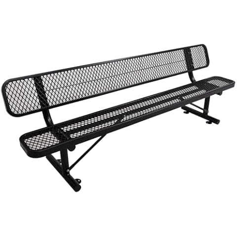 kaiwrxin 8FT Heavy-Duty Park Bench for Outside - Black Coated Outdoor Furniture Steel Bench, Commercial-Grade Outdoor Benches Weatherproof for Park, Patio, Porch (Portable with Back) (Black, 8FT) Cover