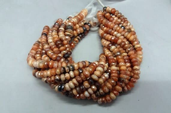 Carnelian Silver Coated perles rondelles facettées 8-10mm pour création bijoux DIY