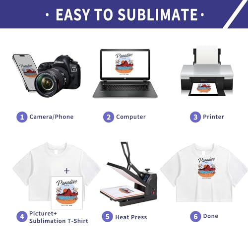 4 Pack Women's Polyester Blank Sublimation Crop T-Shirts, Crop Tops for Women for Sublimation Tie Dye Heat Press4