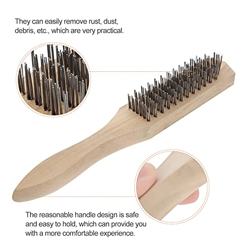 TEHAUX 5pcs Brush Wire Cleaning Wire Brush Welding Wire Cleaning Scratch Brush Cleaning Brush Brass Wire Brush Cleaning Brass Brush Wire Tire Wooden Handle Brush Steel Wire