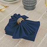 servilletas de Lino Lavables, Servilletas Pack de 6 40x40cm 99% Poliéster Multicolor(Dark Blue)