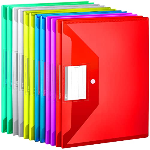 12 Pack Plastic Envelopes, Leobro A4 Size Plastic Folders With Pocket, Document File Folders With Snap Closure, Poly Envelopes For School Home Work Office, With 12 Pcs Label Cards #TOP14