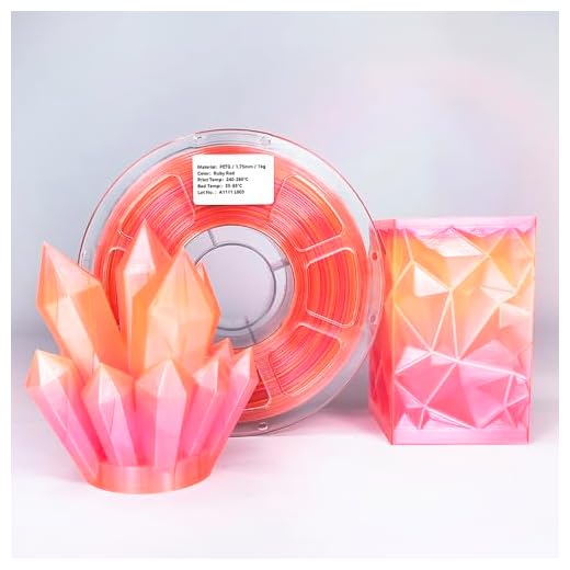 SHANHUI PETG 1.75mm Filament, Translucent Rainbow Transition with Red-Yellow Shades, 1KG (2.2lb), High Compatibility (Ruby Red)