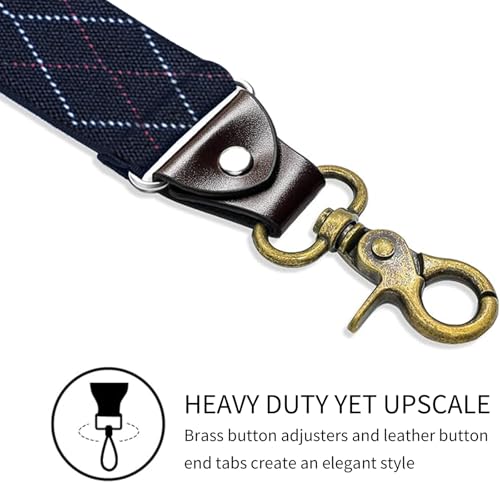 Image of Suspenders for Men, Adjustable Suspenders Gold Clip with Elastic Straps Y-Back Construction Heavy Duty for Work