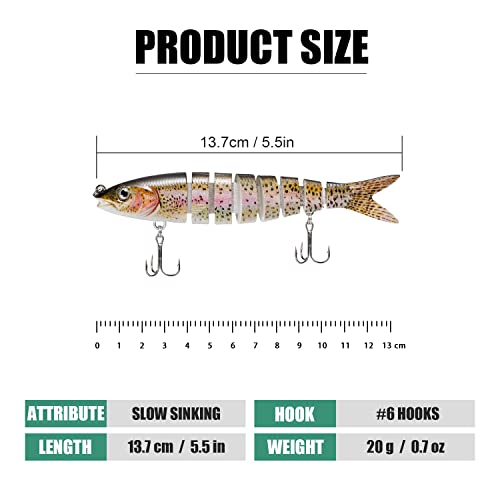 Truscend Fishing Lures For Bass Trout Multi Jointed Swimbaits Slow Sinking Bionic Swimming Lures Bass Freshwater Saltwater Bass Lifelike Fishing Lures Kit #TOP1