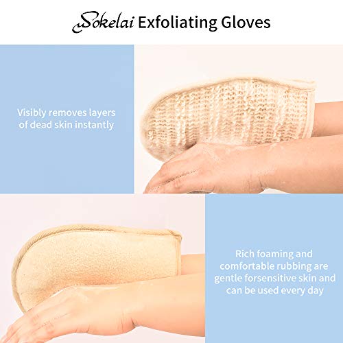 Loofah Mitt Shower Glove - Exfoliate Bath Gloves Body Scrubber For Exfoliating, Loofa Mittens For Men Women, Double-Sided Luffa Sponges Facial Body Pads For Bathing Spa Massage With Hanging Ring #TOP4