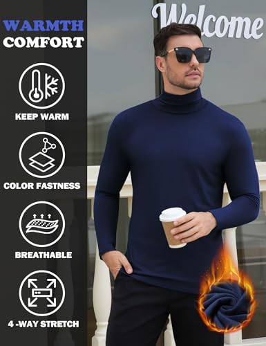 Men's Thermal Turtleneck Basic Layer Lightweight Pullover Sweater Long Sleeve Fleece Lined Athletic Warm Undershirt2