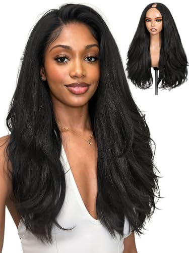 Perruque V Part bouclés Yaki sans colle finie la perte de cheveux