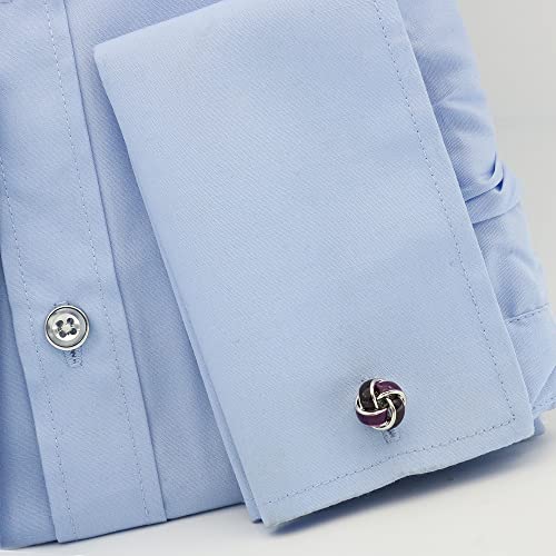 Mancuernillas nudo retorcido negro púrpura para camisa de hombre miniatura 2