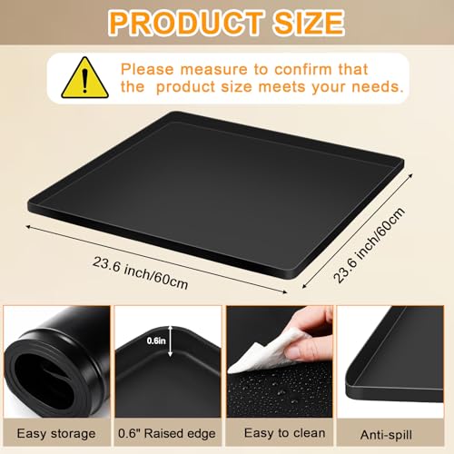 LemonRoad 2 Pcs Mini Fridge Silicone Mat 23.6"x23.6"x0.6" Under Refrigerator Silicone Mat Non Slip, Mini Fridge Drip Tray Pan Prevents Appliance Leakage Water Spills, for Washing Machines, Pet Bowls by LemonRoad - Image 2