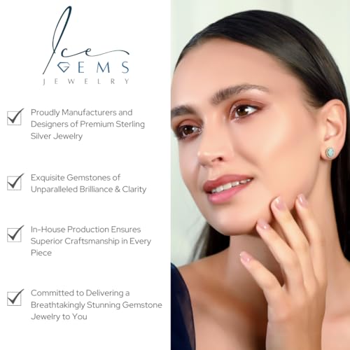 ICE GEMS Birthstone Earrings for Women, 925 Sterling Silver Yellow Gold Flashed Genuine, Created or Simulated Gemstone & CZ Accents 11mmx9mm Oval Halo Stud Earrings2