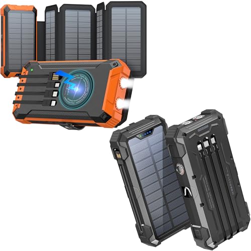 GOODaaa Solar Power Bank with Five Solar Panels Plus 42800mAh Solar Charger Wireless Charger