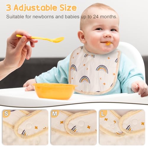 Muslin Baby Bibs, 100% Cotton Baby Bandana Drool Bibs for Boys Girls, Solid Colors Set Bibs for Teething and Drooling3