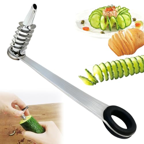 Feegela Spiraliseur Légumes en Acier Inoxydable, Spiraliseur Courgette et Pomme de Terre, Courgette Spaghettis - Découpeur Spiral Multifonction pour Légumes...