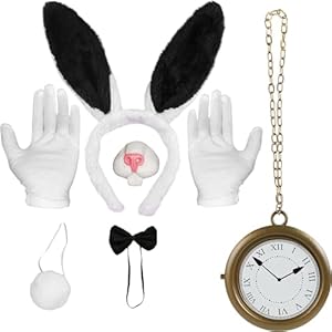 DvBCNMe 7-teiliges Bunny Kostüm Frauen, Alice Im Wunderland, Hasenkostüm Erwachsene, Schwarzes Playboy Bunny Kostüm, Hasen Kostüm für verschiedene Anlässe