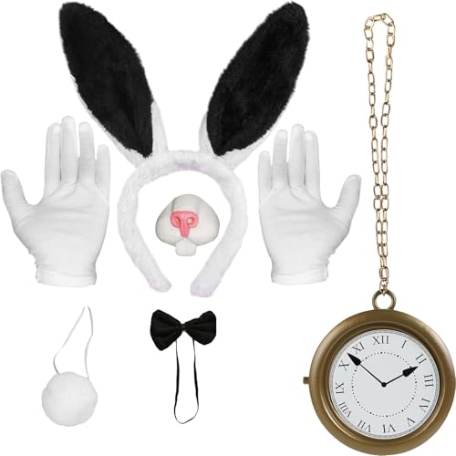 DvBCNMe 7-teiliges Bunny Kostüm Frauen, Alice Im Wunderland, Hasenkostüm Erwachsene, Schwarzes Playboy Bunny Kostüm, Hasen Kostüm für...