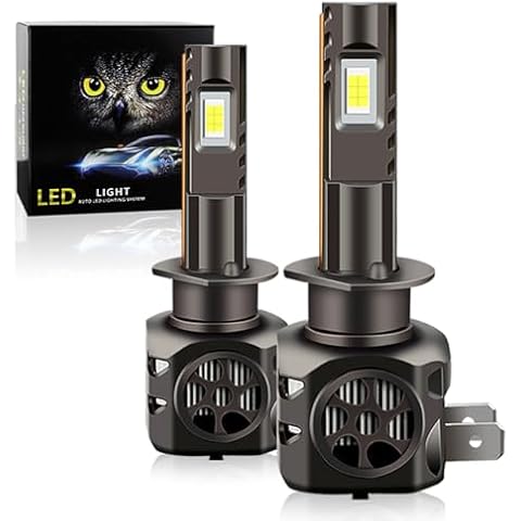 APMAT H1 LED Bulb, 12000LM 500% Super Bright 6000K Xenon White 1:1 Mini Size H1 LED Fog Light Bulbs, H1 Bulb Plug and Play with 12000RPM Cooling Fan, Pack of 2 Cover