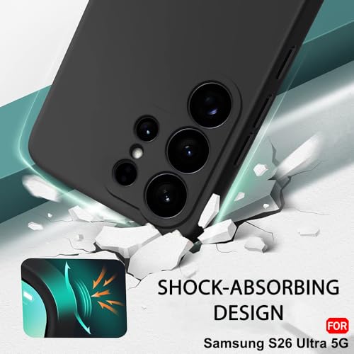 Image of TheGiftKart for Samsung S26 Ultra Case, Liquid Silicone Cover, Soft Micro-Fibre Lining Inside, Raised Edges for Camera & Screen Protection, Shockproof Galaxy S26 Ultra Back Cover (Silicone, Black)