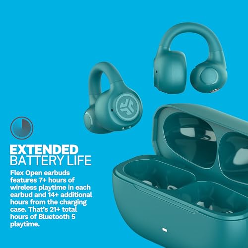 JLab Flex Open Earbuds, Clip-on Cuff Design, Wireless Open-Ear Audio Freedom Effortless Fit, Safe Listening, Bluetooth Multipoint, Customize with The App, Teal - Image 5