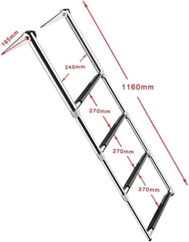 Escalera telescópica de acero inoxidable para marina y piscina, negra, 4 escalones miniatura 3