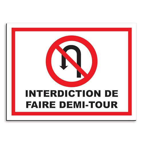 Plaque de signalisation Interdiction de faire demi-tour en aluminium 20x15 cm
