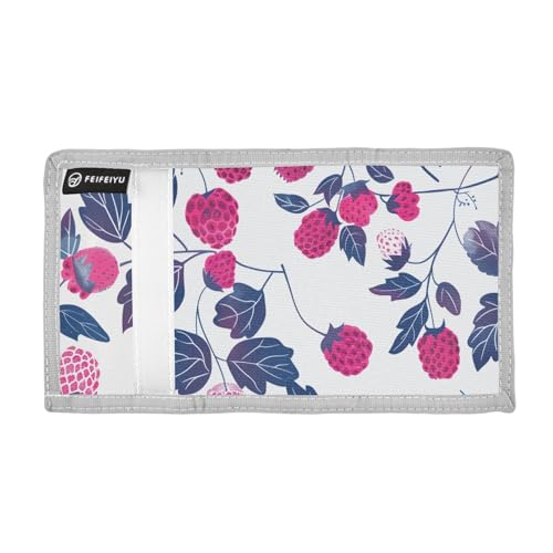 Raspberry Durable Nylon Fabric Wallet for Boys and Girls - Multi-Functional with 2 Clear Pockets, Zipper Coin Compartment, 3 Card Slots & Keyring2