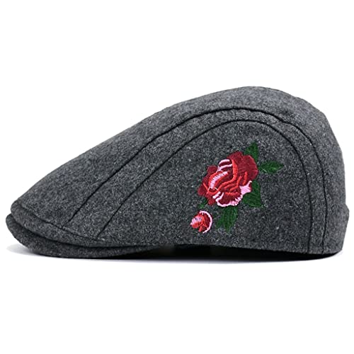 Chapeau cabbie vintage en laine florale de qualité supérieure