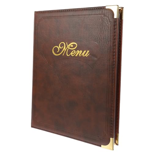Support de menu résistant A4 cuir marron idéal pour les tables de bar