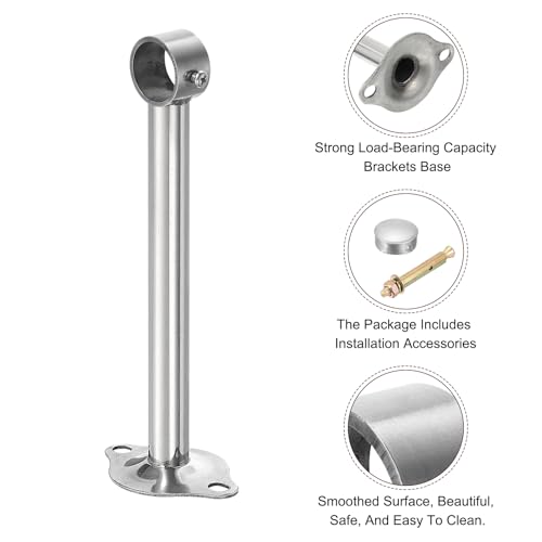 QUARKZMAN 2 Stück Gardinenstange Halterung Handtuchstange vorhangstange für 25mm/0,98 Rohrlänge 200mm/7,87 Edelstahl Deckenhalterung Gardinenstange für Wände Kleiderschrank Gardinenrohr