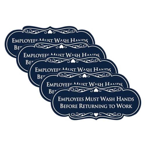 Handwashing Required Sign (Navy/White) - 5 Pack, durable plastic
