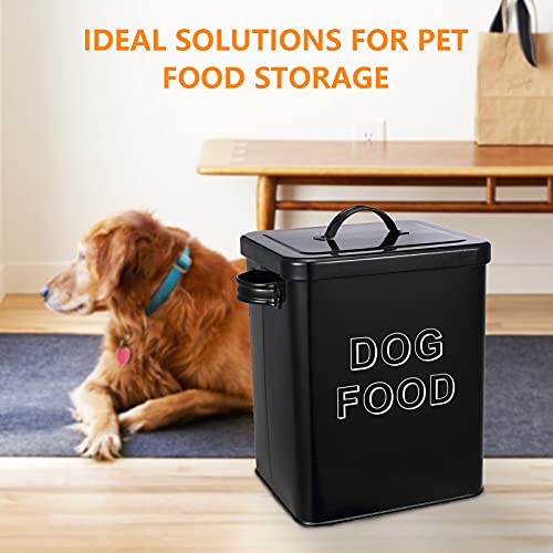 Pethiy Hundefutter hundeleckerli aufbewahrung box, 6.5 Liter Metall hundefutter box Aufbewahrungdose mit Schaufel und Versiegelt deckel fur Trockenfutter Tierfutter- Halten 2,5 kg -Schwarz