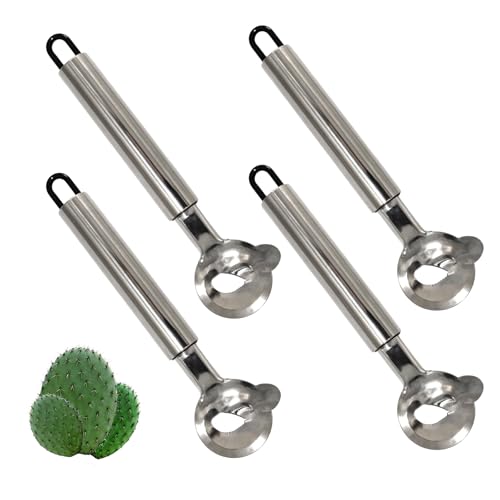 4 PCS Cactus Peeler, Stainless Steel Nopales Peeler, Noodle Cutting Knife Long Handle with Hole, Kitchen Gadget Accessories Use It to Peel Cactus Cut Noodles or Use It as a Dough Knife