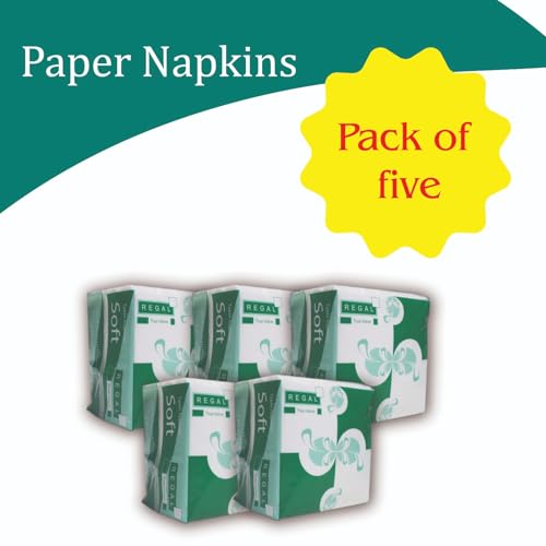 Image of Kosher Regal Paper Napkin /Tissue Paper Napkin | 75 Sheets Each X Pack of 5 (Total 375 Sheets) | Ultra Soft, High Strength and Quick Absorbent Paper Napkin